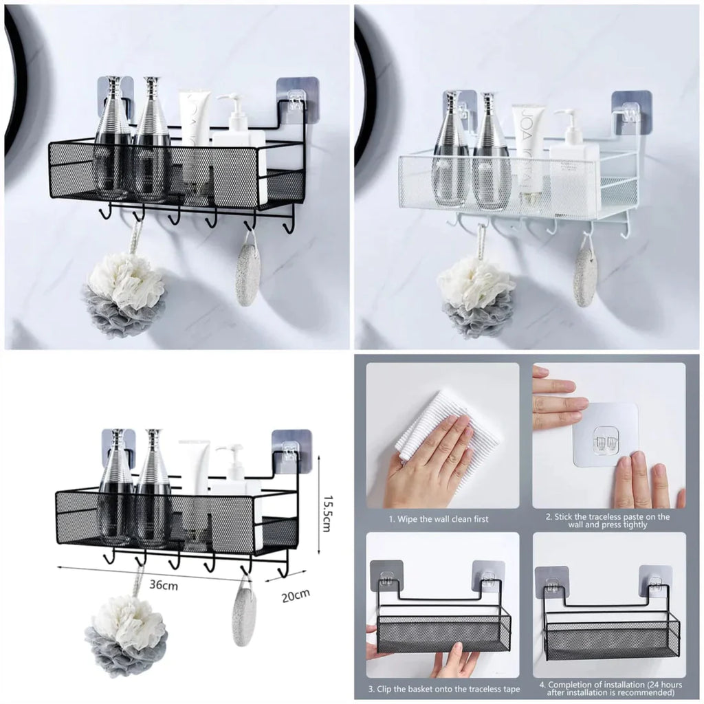 Self Adhesive Iron Shelf With Hook (Premium Quality)