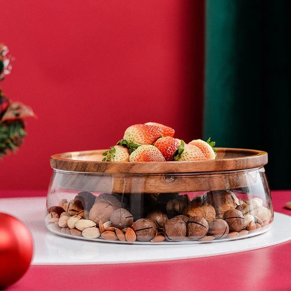 Transparent Glass Storage Canister With Wooden Lid