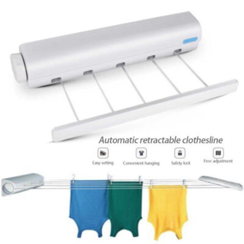 4 Rope Folding Wall-Mounted Retractable Clothes Hanger & Drying Rack