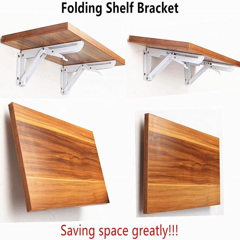 Wall Mounted Folding Wooden Shelf Rack Board Heavy Duty Brackets ...