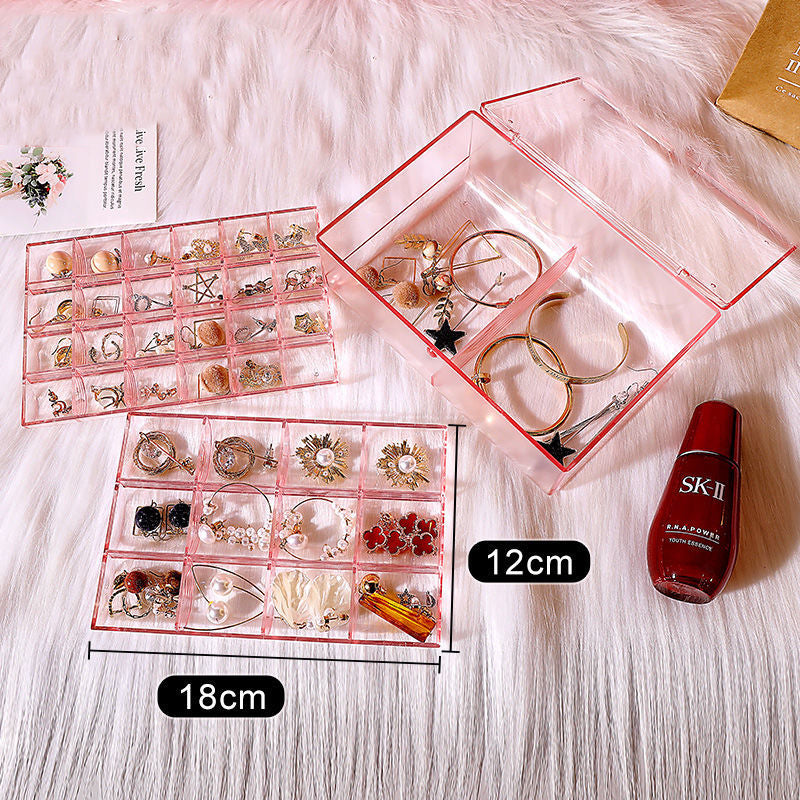 Jewelry Storage Box Jewelry Organizer Earrings Nail Polish Hair Accessories Display Compartment Plastic Box With Lid