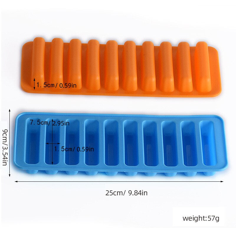 10 Grids Silicone Ice Cue Tray Mold Long Strip Ice Cube