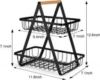 2-Tier Countertop Fruit Basket Storage Black