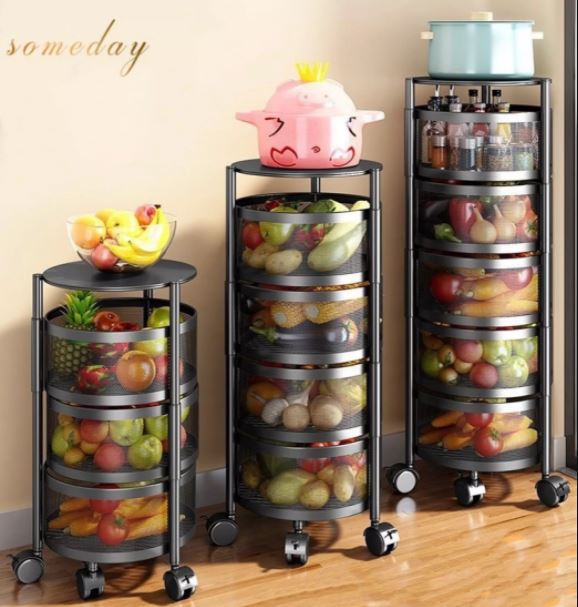 Kitchen Vegetable Basket Rotating Organizer (Round)