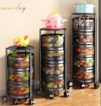 Kitchen Vegetable Basket Rotating Organizer (Round)