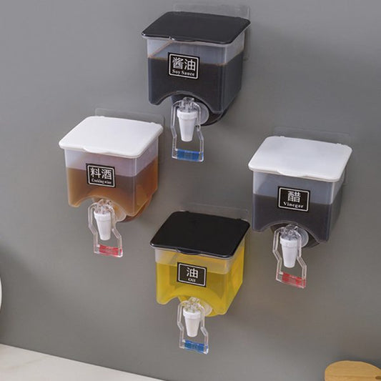 Wall-Mounted Oil Bottle Soy Sauce Jar Vinegar Pot Leak-Proof Seasoning Storage