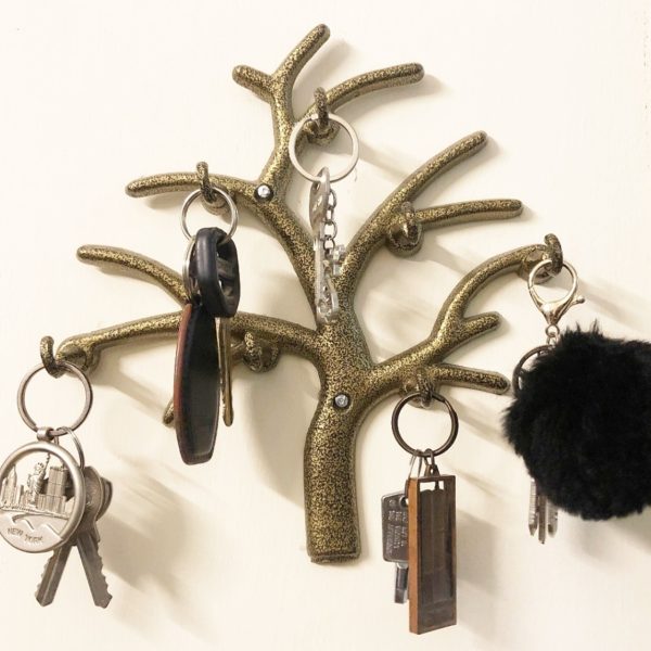 Wall Decorative Antique Design Tree shaped Key Holder Wall Mounted 7 Key Hooks