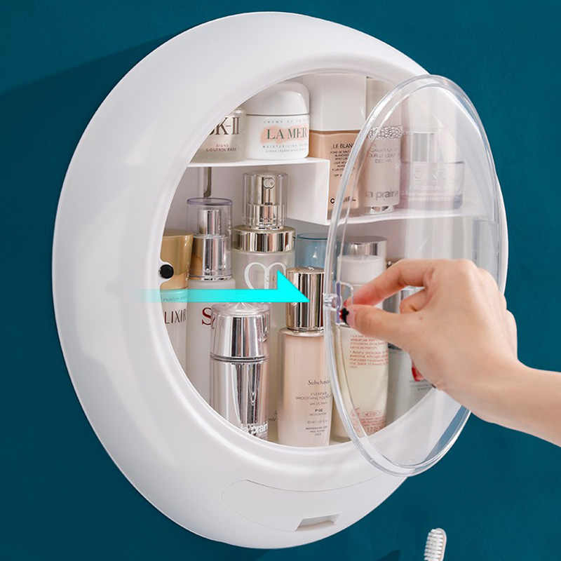 Cosmetic Organizer With Transparent Door Wall Mounted