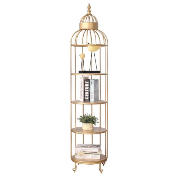 4 Layer Nordic Brass Cage Rack with Mirror Shelves