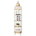 4 Layer Nordic Brass Cage Rack with Mirror Shelves