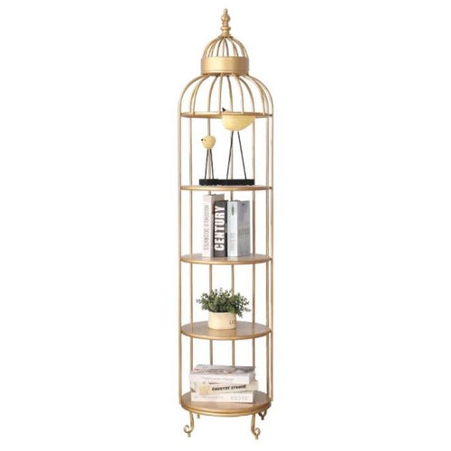 4 Layer Nordic Brass Cage Rack with Mirror Shelves