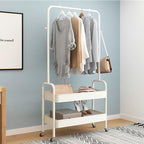 Garment Rack, Entryway Clothing Rack with 2 Tier Metal Basket
