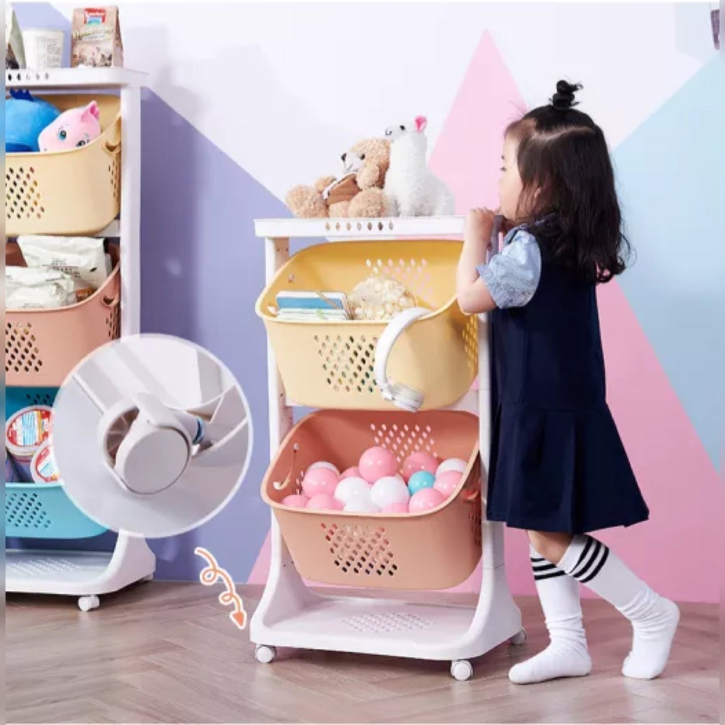 Movable Standing Children Playroom Rack Shelf