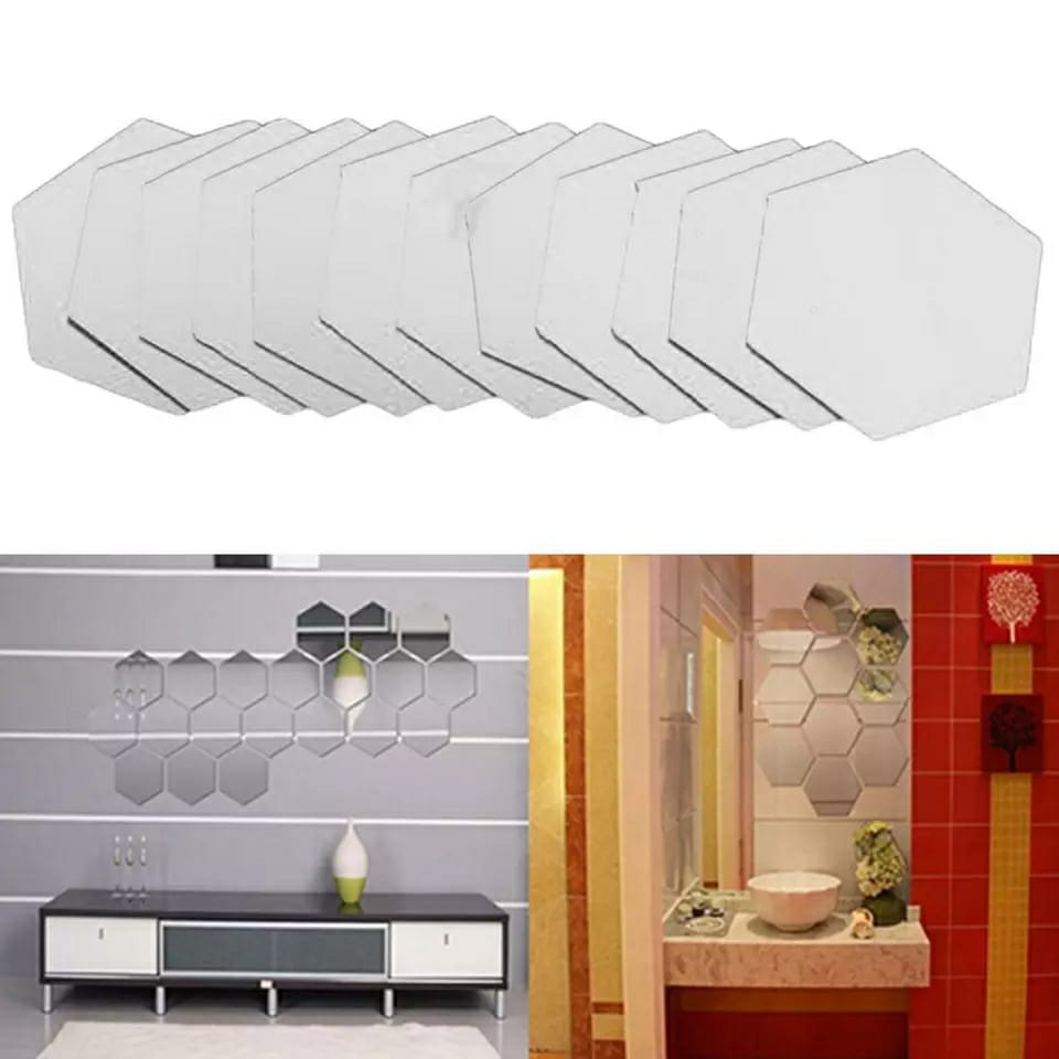 Hexagon Mirror Wall Sticker 3D Acrylic Decor Mirror Wall Sticker for Dining Room Hallway Durable Practical Home Decor