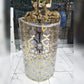 Gold Ottoman Laser Cutting Mirror Coffee Table With Glass Top