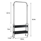 Garment Rack, Entryway Clothing Rack with 2 Tier Metal Basket