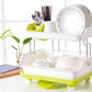 Premium Double Layer Drain Dishes Kitchen Storage Rack - Multicolour
