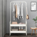 Garment Rack, Entryway Clothing Rack with 2 Tier Metal Basket