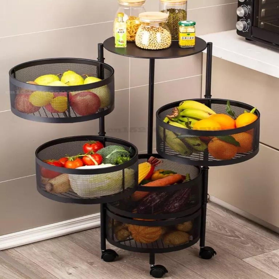 Kitchen Vegetable Basket Rotating Organizer (Round)