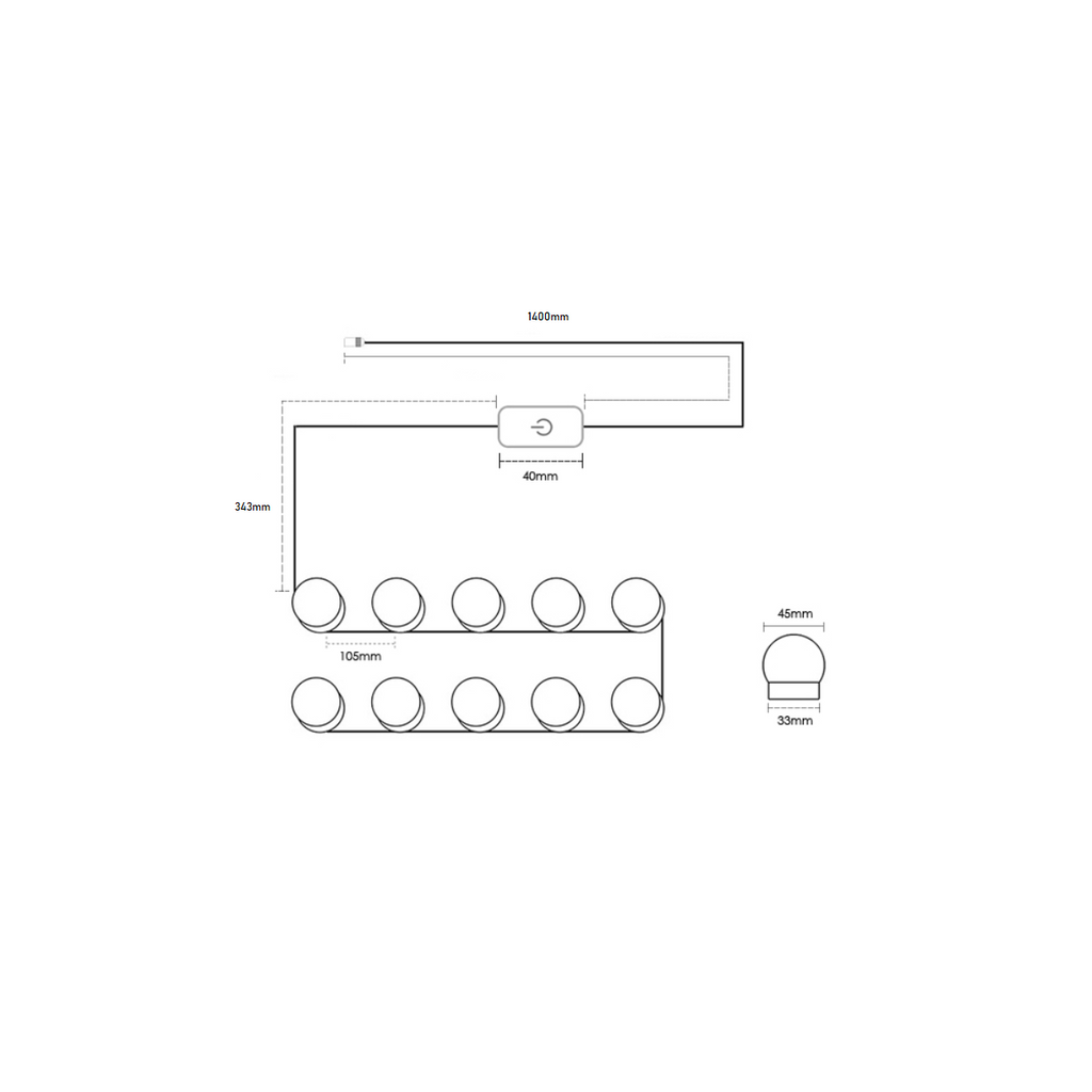 Vanity Mirror Light with 10 Lights for Makeup Dressing Table