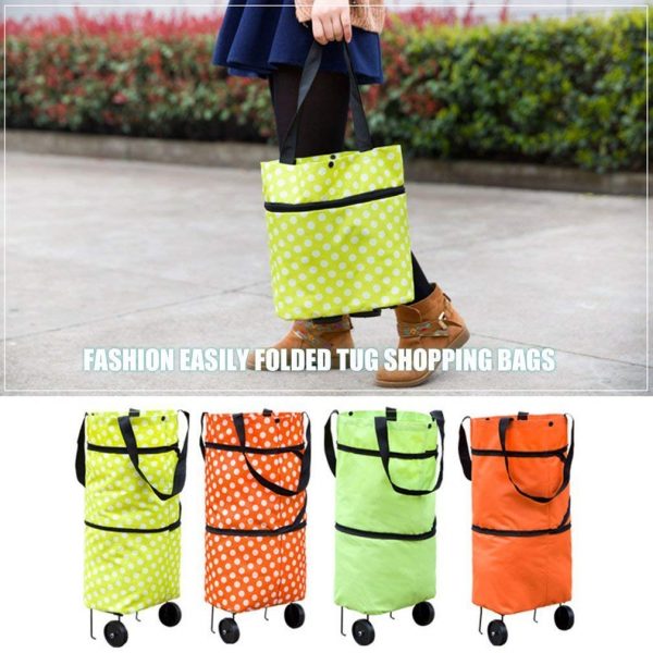 Foldable Shopping Trolley Bag with Wheels Folding Travel Luggage Bag/ Vegetable, Grocery, Shopping … | Trolley bags, Folding shopping trolley,  Reusable shopping bags