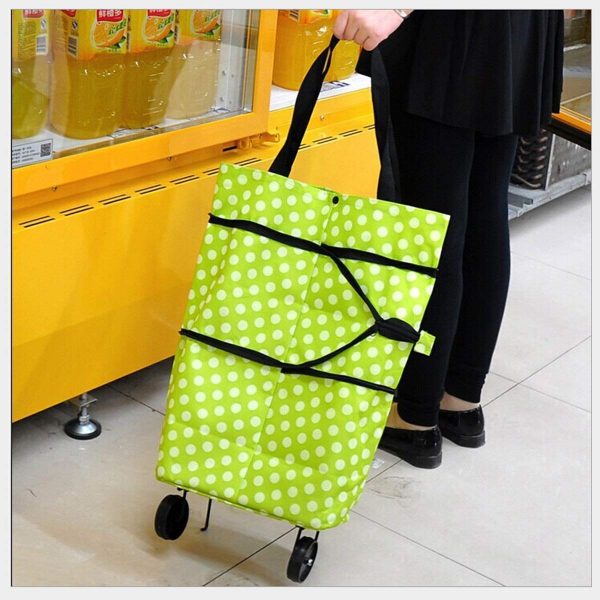 Foldable Shopping Trolley Bag Traveling Vegetable Grocery Clothing Bag with Lightweight